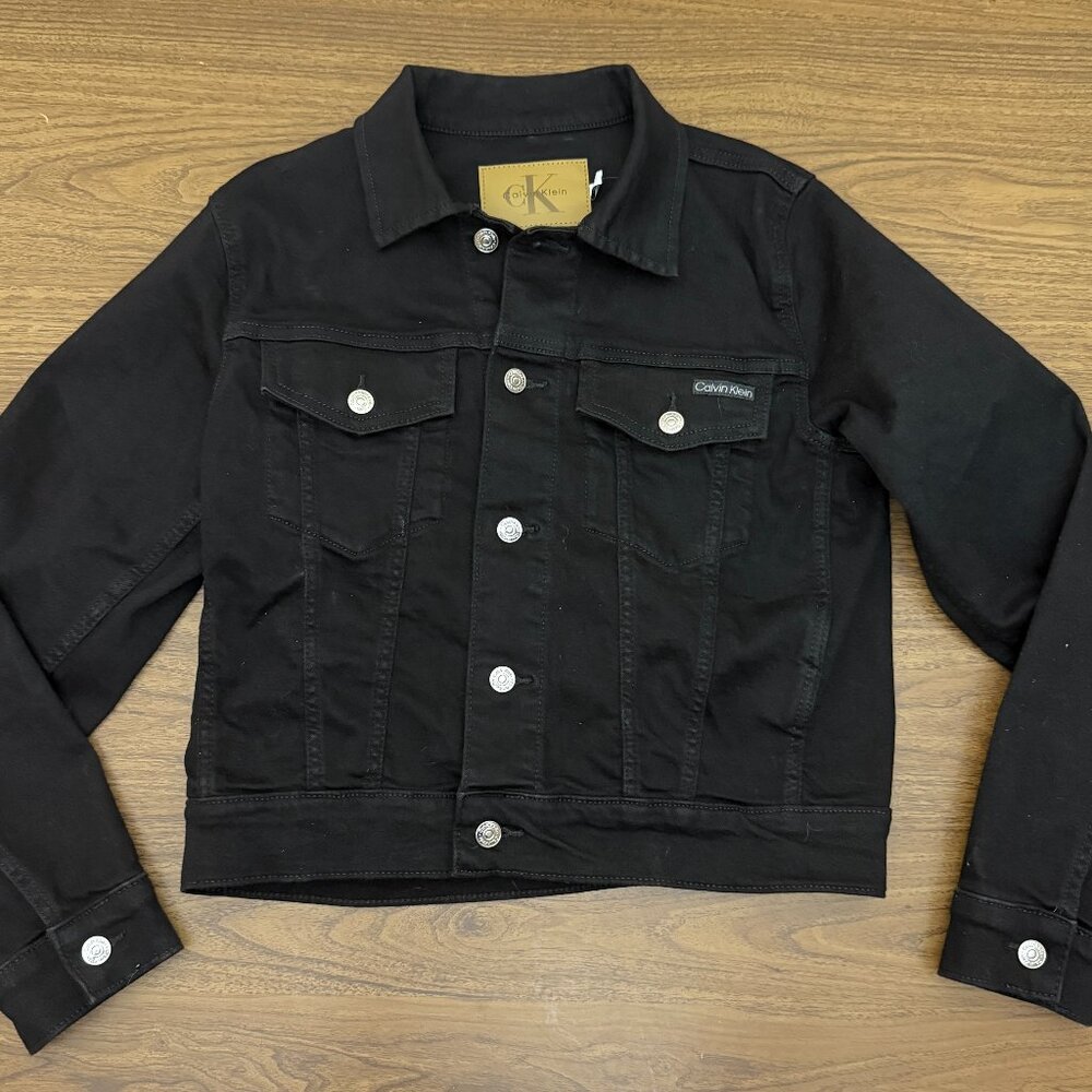 Calvin Klein Trucker Black Jean Jacket Women’s Small S NWOT Medium Wash Denim